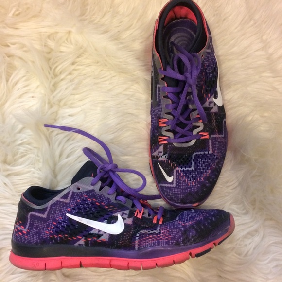 Nike Shoes - Purple pink tribal print Nike Free Run Sneakers